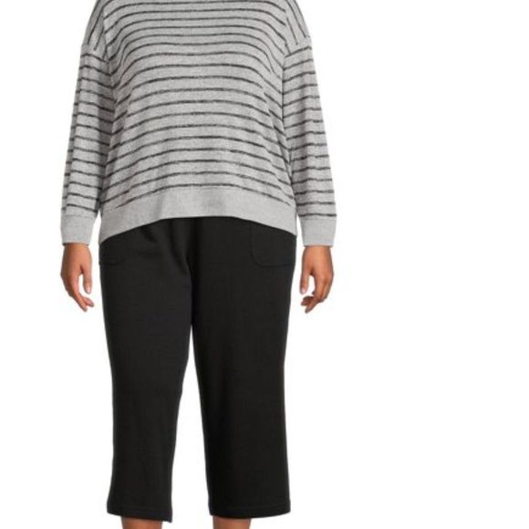 Terra and Sky Black Knit Capri with Pockets Drawstring Waist Size 1X 16W-18W NWT - Picture 3 of 12